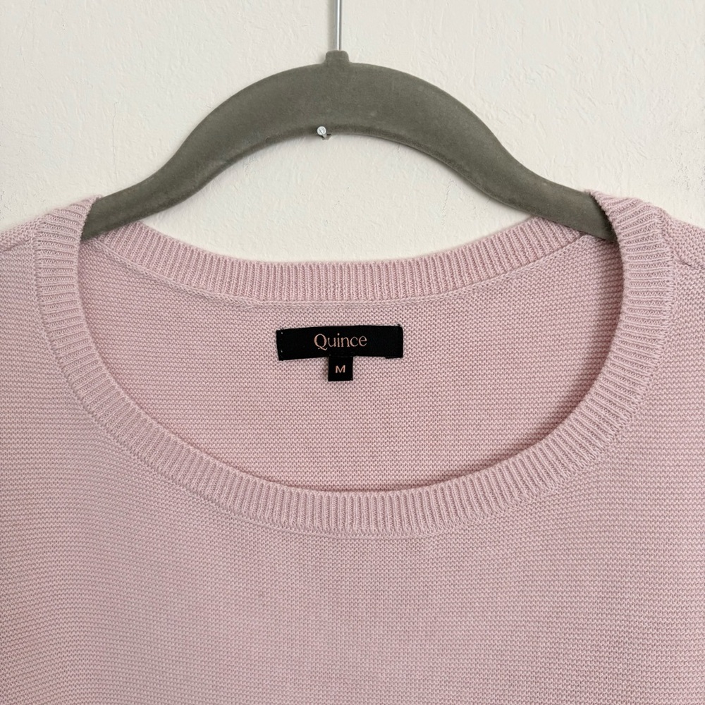 Quince Dolman Sweater Crew Cotton Cashmere Link Stitch Sugar Stone Sz M - Picture 6 of 16